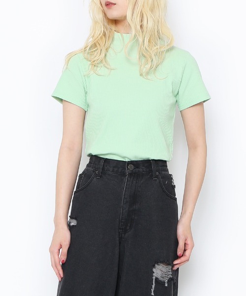 PUNYUS(プニュズ)の「パステルハイネックリブTシャツ(Tシャツ/カットソー・レディース・サックスブルー/ライトピンク/グリーン・1/2/3/4)」の19枚目の写真