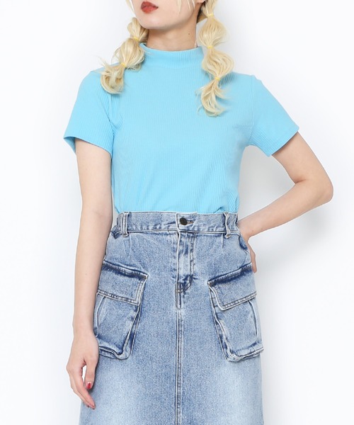 PUNYUS(プニュズ)の「パステルハイネックリブTシャツ(Tシャツ/カットソー・レディース・サックスブルー/ライトピンク/グリーン・1/2/3/4)」の6枚目の写真