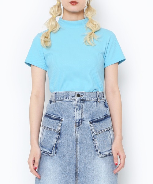 PUNYUS(プニュズ)の「パステルハイネックリブTシャツ(Tシャツ/カットソー・レディース・サックスブルー/ライトピンク/グリーン・1/2/3/4)」の8枚目の写真