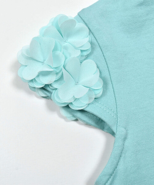 BeBe（ベベ）の「シフォンフラワー袖ラインストーンTシャツ(90~150cm)（Tシャツ/カットソー・キッズ・グリーン/オレンジ・150cm/130cm/140cm/110cm/120cm/100cm/90cm）」の14枚目の写真