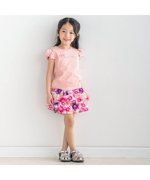 BeBe（ベベ）の「シフォンフラワー袖ラインストーンTシャツ(90~150cm)（Tシャツ/カットソー・キッズ・グリーン/オレンジ・150cm/130cm/140cm/110cm/120cm/100cm/90cm）」の18枚目の写真