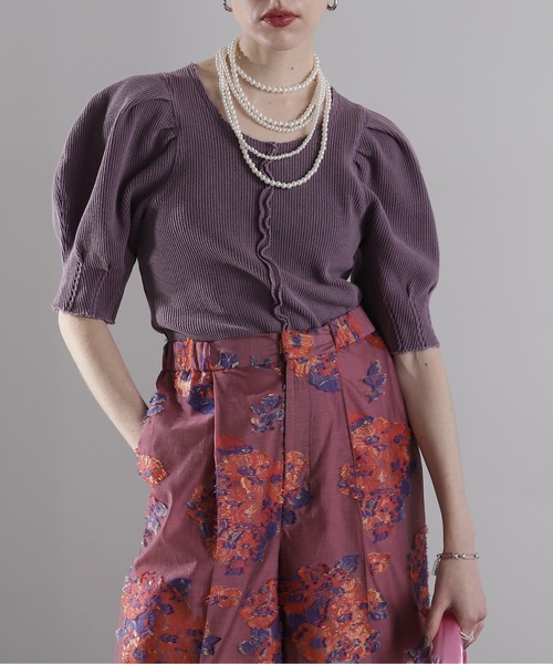 【セール】(mici)ボリュームスリーブワッフルトップス（Tシャツ/カットソー）｜mici（ミチ）