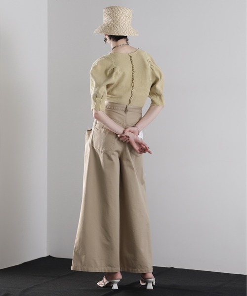 mici(ミチ)の「(mici)ボリュームスリーブワッフルトップス(Tシャツ/カットソー・レディース・ブラック/ワインレッド/イエロー・FREE)」の16枚目の写真