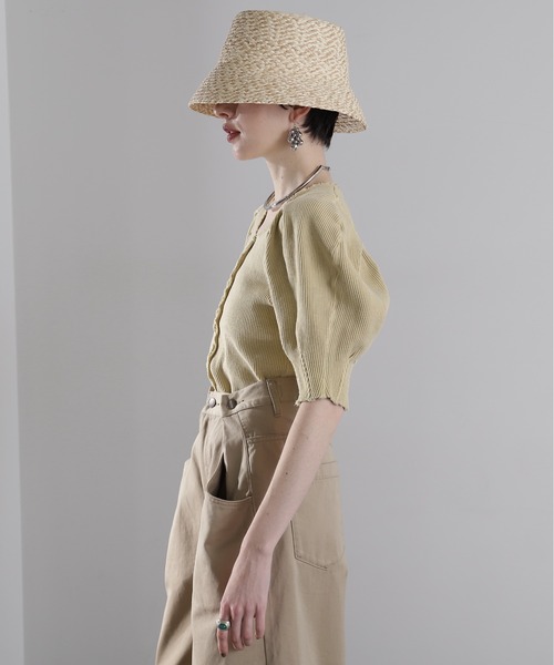 mici(ミチ)の「(mici)ボリュームスリーブワッフルトップス(Tシャツ/カットソー・レディース・ブラック/ワインレッド/イエロー・FREE)」の18枚目の写真