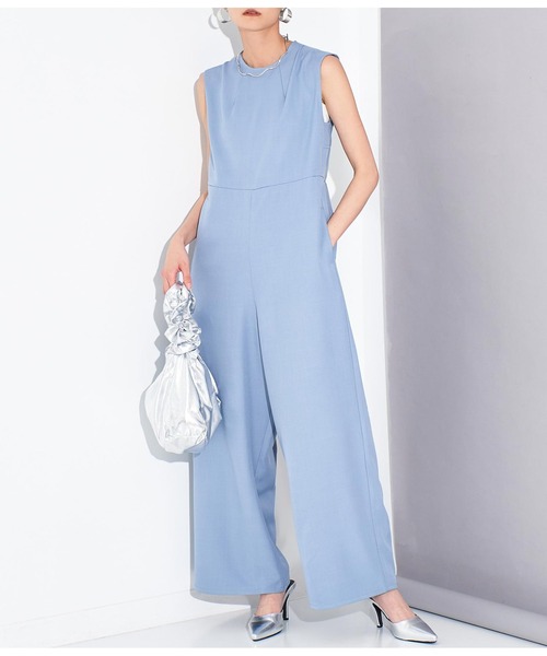 Settimissimo（セッティミッシモ）の「バックオープン リネンライク オールインワン（サロペット/オーバーオール・レディース・ブルー/ブラック・FREE）」の2枚目の写真