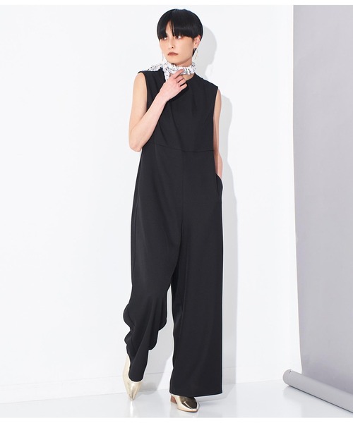 Settimissimo（セッティミッシモ）の「バックオープン リネンライク オールインワン（サロペット/オーバーオール・レディース・ブルー/ブラック・FREE）」の4枚目の写真