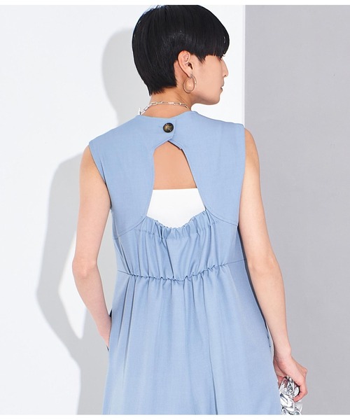 Settimissimo（セッティミッシモ）の「バックオープン リネンライク オールインワン（サロペット/オーバーオール・レディース・ブルー/ブラック・FREE）」の10枚目の写真