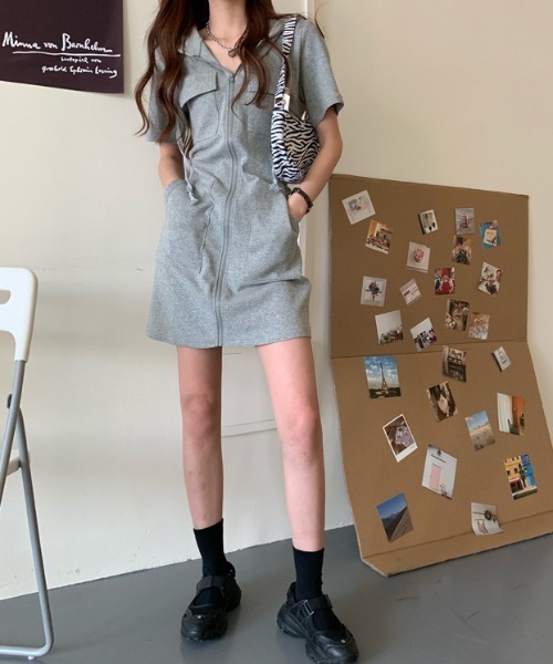 Mela(メラ)の「ZIP MINI OP(ワンピース・レディース・ブラック/グレー/ホワイト・M/L/S)」の6枚目の写真
