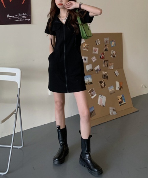 Mela(メラ)の「ZIP MINI OP(ワンピース・レディース・ブラック/グレー/ホワイト・M/L/S)」の18枚目の写真