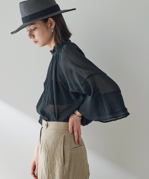 美品✨ウィムガゼット Whim Gazetteリネン ティアードスリーブブラウス 2024年購入Whim Gazette フリルスリーブブラウス白ウィム