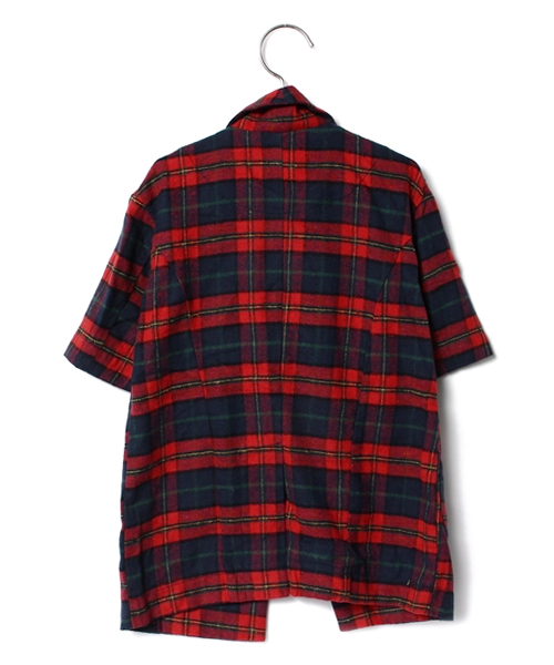 CIAOPANIC TYPY（チャオパニックティピー）の「チェックシャツガウン（Tシャツ/カットソー・キッズ・レッド/グリーン・105/135/115/125/95）」の3枚目の写真