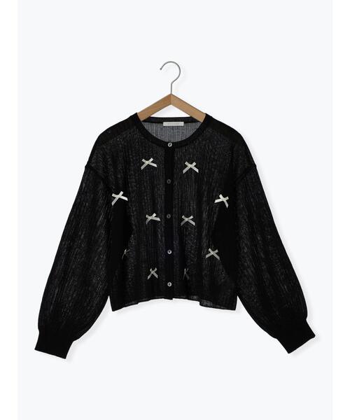 ehka sopo（エヘカソポ）の「リボンいっぱいカーディガン（カーディガン/ボレロ・レディース・オフホワイト/グレー/ブラック/ピンク・F）」の6枚目の写真