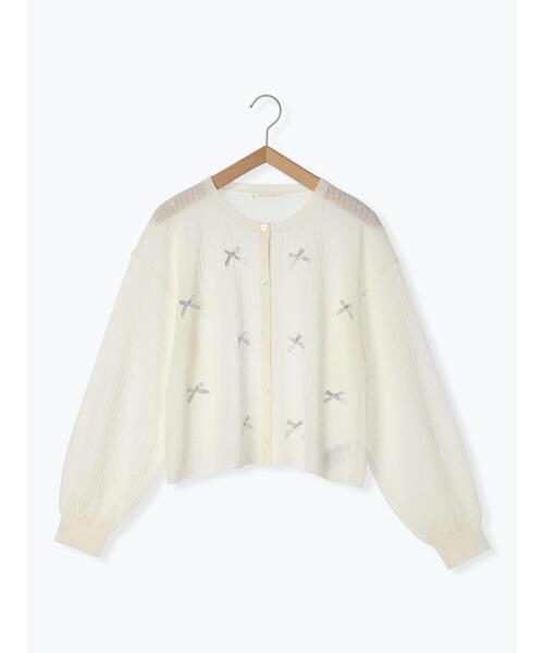 ehka sopo（エヘカソポ）の「リボンいっぱいカーディガン（カーディガン/ボレロ・レディース・オフホワイト/グレー/ブラック/ピンク・F）」の8枚目の写真