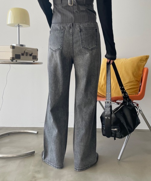 SHAGGIE（シャギー）の「オーロラストーン付きダメージ入りヴィンテージルーズデニムパンツ（デニムパンツ・レディース・グレー/ブルー/ライトブルー・XS/S/M）」の18枚目の写真