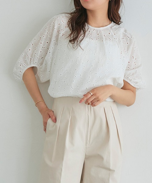 Pierrot(ピエロ)の「コットンレースブラウス(シャツ/ブラウス・レディース・オフホワイト・M/L)」の19枚目の写真