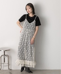 ad thie（アドティエ）の「裾ボリューム レースキャミワンピース（ワンピース）」