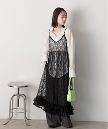 ad thie（アドティエ）の「裾ボリューム レースキャミワンピース（ワンピース）」