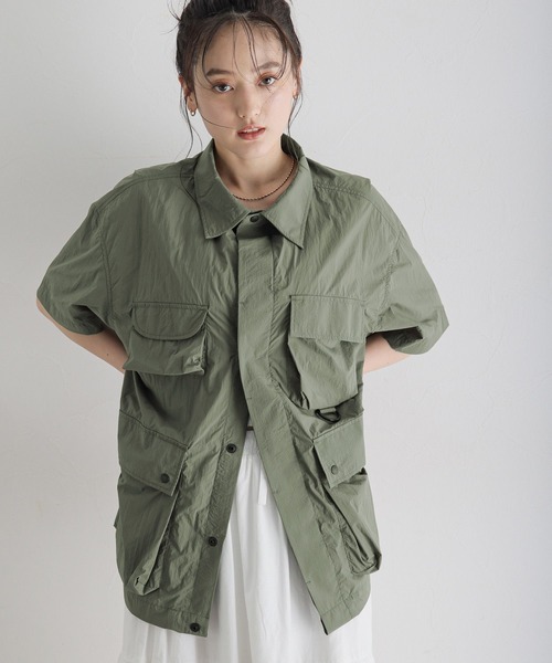 RAGEBLUE（レイジブルー）の「ユーティリティーBIGワークシャツ（シャツ/ブラウス・レディース・ブラック/オリーブ・FREE）」の21枚目の写真