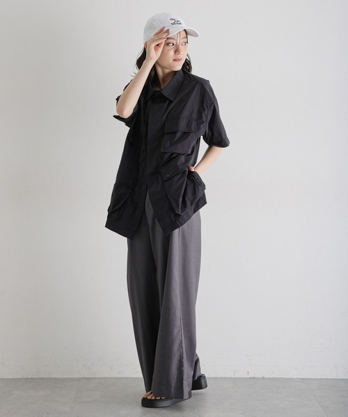 RAGEBLUE（レイジブルー）の「ユーティリティーBIGワークシャツ（シャツ/ブラウス・レディース・ブラック/オリーブ・FREE）」の6枚目の写真