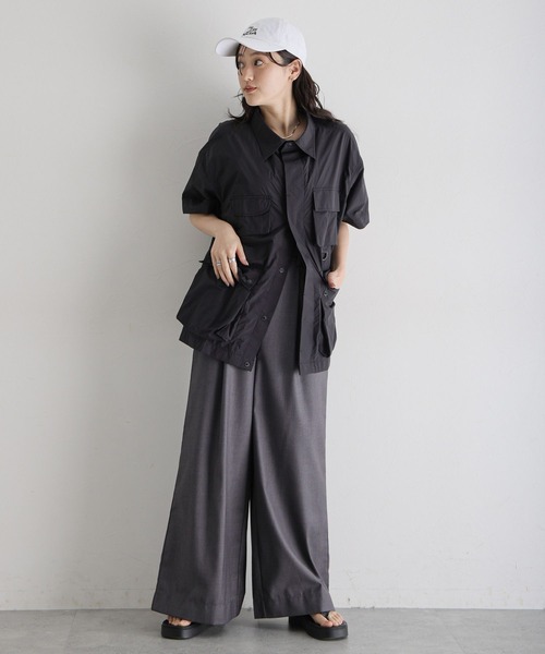 RAGEBLUE（レイジブルー）の「ユーティリティーBIGワークシャツ（シャツ/ブラウス・レディース・ブラック/オリーブ・FREE）」の5枚目の写真