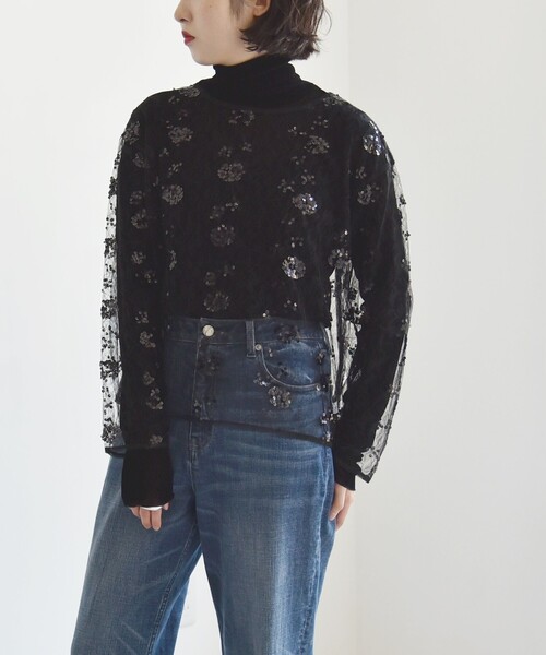 【セール】quaranciel:〈手洗い可能〉スパンコール 刺繍 レース ブラウス（シャツ/ブラウス）｜quaranciel（カランシエル）