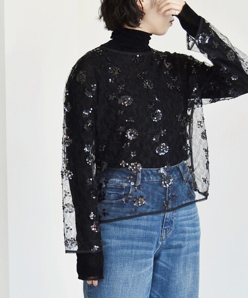 【セール】quaranciel:〈手洗い可能〉スパンコール 刺繍 レース ブラウス（シャツ/ブラウス）｜quaranciel（カランシエル）