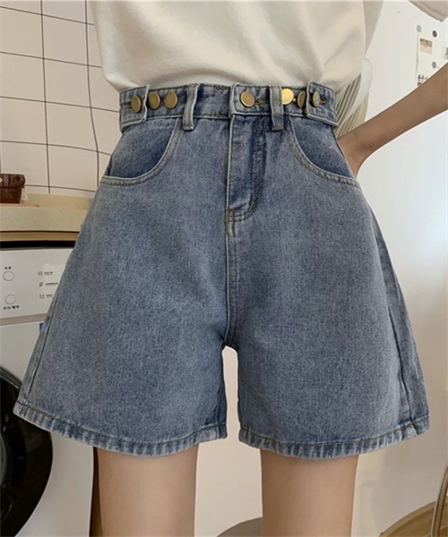 Dream garden(ドリームガーデン)の「デニムショートパンツ(デニムパンツ・レディース・ブルー/アイボリー・S/M/XL/2XL/L/3XL)」の6枚目の写真