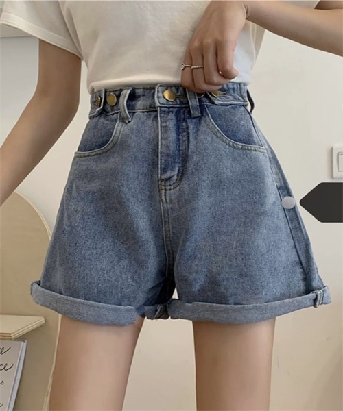 Dream garden(ドリームガーデン)の「デニムショートパンツ(デニムパンツ・レディース・ブルー/アイボリー・S/M/XL/2XL/L/3XL)」の7枚目の写真