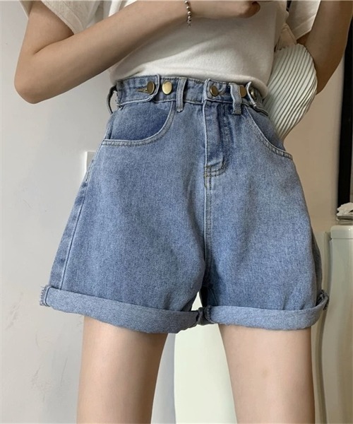 Dream garden(ドリームガーデン)の「デニムショートパンツ(デニムパンツ・レディース・ブルー/アイボリー・S/M/XL/2XL/L/3XL)」の8枚目の写真