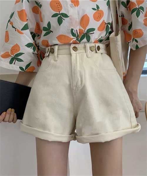 Dream garden(ドリームガーデン)の「デニムショートパンツ(デニムパンツ・レディース・ブルー/アイボリー・S/M/XL/2XL/L/3XL)」の14枚目の写真