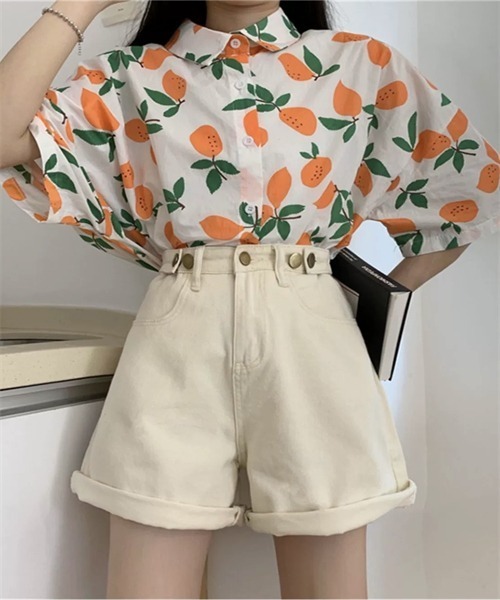 Dream garden(ドリームガーデン)の「デニムショートパンツ(デニムパンツ・レディース・ブルー/アイボリー・S/M/XL/2XL/L/3XL)」の11枚目の写真