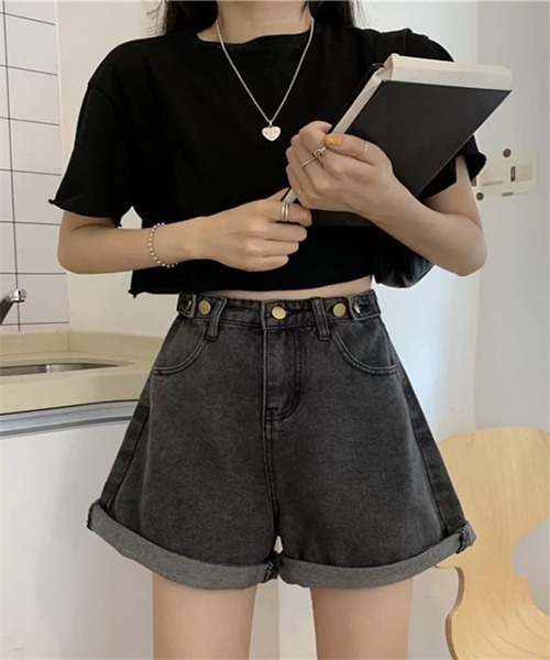 Dream garden(ドリームガーデン)の「デニムショートパンツ(デニムパンツ・レディース・ブルー/アイボリー・S/M/XL/2XL/L/3XL)」の18枚目の写真