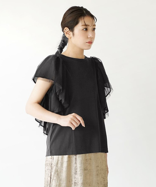 e-zakkamania stores（イーザッカマニアストアーズ）の「フラッフィー フリルプルオーバー（Tシャツ/カットソー・レディース・オフホワイト/ブラック・M）」の13枚目の写真