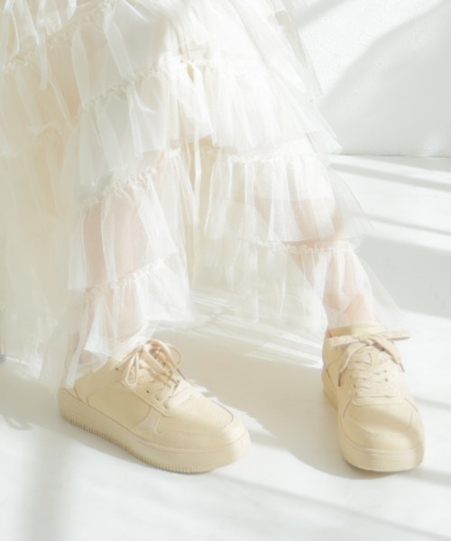 VIVIAN(ヴィヴィアン)の「メンズ レディース ローテクレースアップスニーカー(スニーカー・レディース・ホワイト×グレー/キャメル/クリアブラック/デザートカモ/ホワイト/ブラック/ベージュ/ダークブラウン・33/35/37/39/41/43/45)」の6枚目の写真