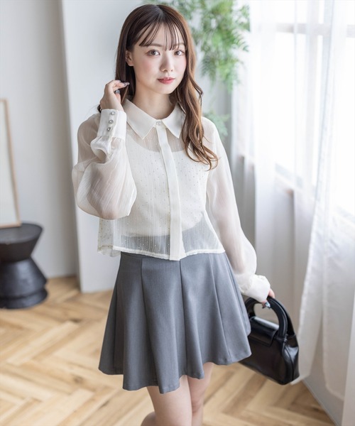 seyto サイズ1 / ラインストーンベロアシアーシャツ seyto（セイト）の「Rhinestone velours sheer shirt / ライン