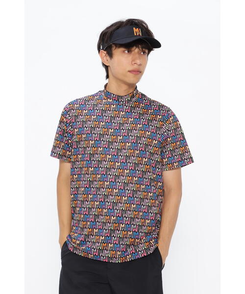 【新品】マスターバニー／ハイネック／モックネック／半袖 セール】フルダルピン柄 ストレッチカノコ 半袖ハイネック