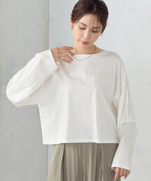 袖デザイン クロップドTシャツ(長袖)