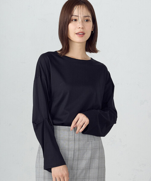 COMME CA ISM(コムサイズム)の「袖デザイン クロップドTシャツ(長袖)(Tシャツ/カットソー・レディース・モカ/ブラック/ホワイト・LARGE/MEDIUM)」の8枚目の写真