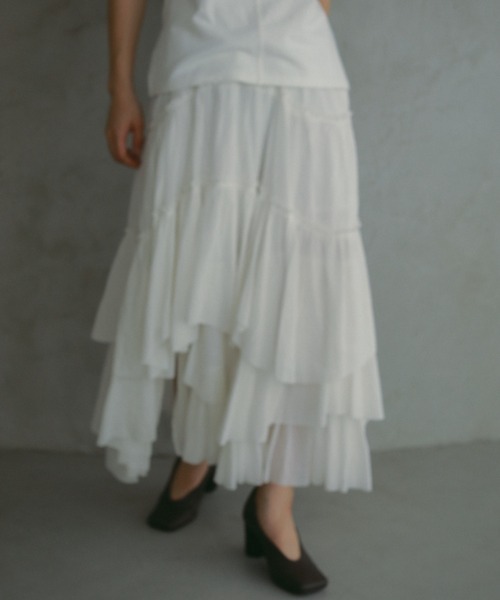 CASA FLINE（カーサフライン）の「コットンティアードスカート（スカート・レディース・ホワイト・0/1/2）」の10枚目の写真