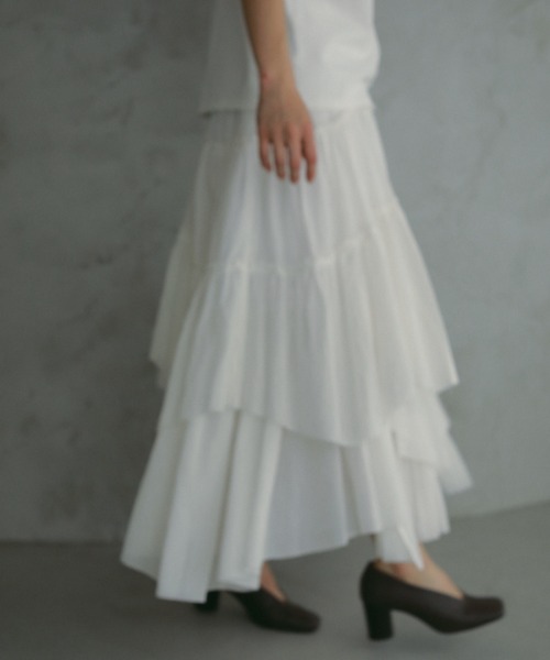 CASA FLINE（カーサフライン）の「コットンティアードスカート（スカート・レディース・ホワイト・0/1/2）」の11枚目の写真