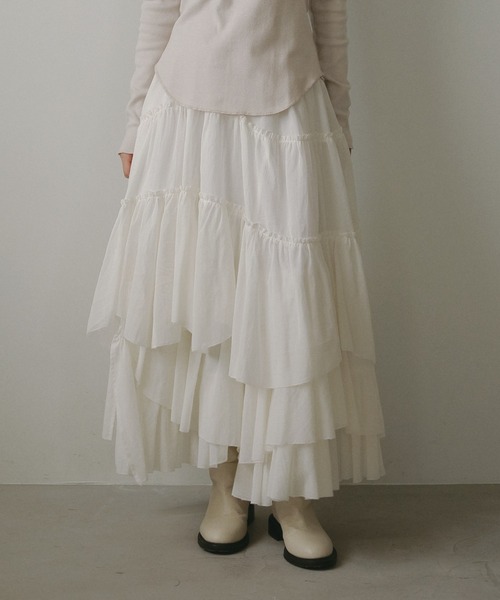 CASA FLINE（カーサフライン）の「コットンティアードスカート（スカート・レディース・ホワイト・0/1/2）」の15枚目の写真