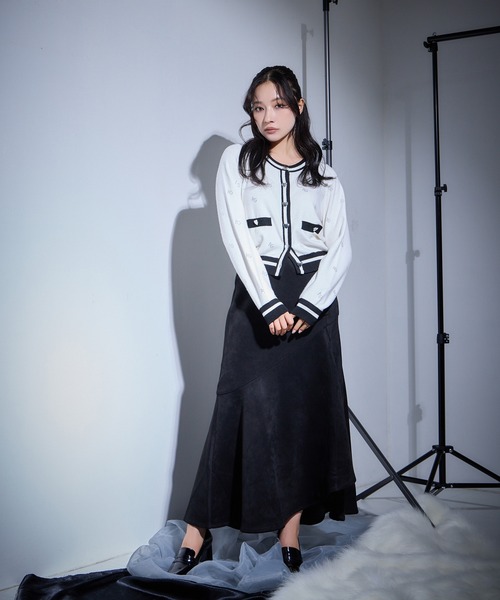 ANDGEEBEE（アンジービー）の「ラインストーンパターンアンサンブルニット（アンサンブル・レディース・アイボリー/ブラック・FREE）」の18枚目の写真