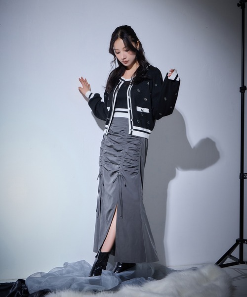 ANDGEEBEE（アンジービー）の「ラインストーンパターンアンサンブルニット（アンサンブル・レディース・アイボリー/ブラック・FREE）」の22枚目の写真