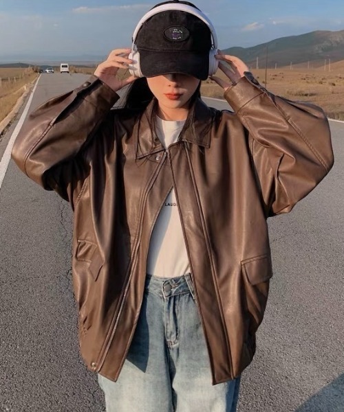 レザーオーバーサイズブルゾン セール】フェイクレザーオーバーサイズブルゾン（ブルゾン）｜LADY