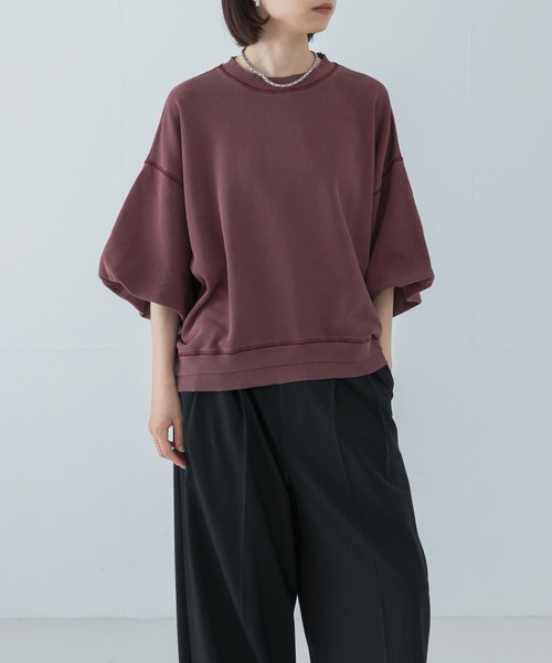 URBAN RESEARCH（アーバンリサーチ）の「ピグメント裏毛ハーフスリーブトップス（Tシャツ/カットソー・レディース・グレー/ブラウン系その他/ベージュ・FREE）」の2枚目の写真