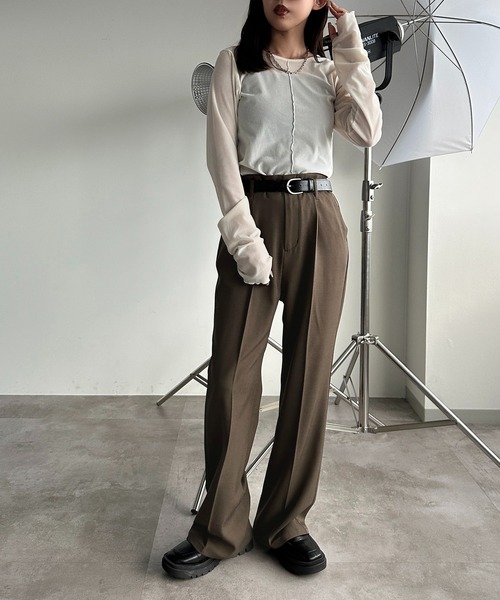 apres jour mignon（アプレジュールミニョン）の「シアーベロアトップス【ZOZOTOWN限定アイテム】（Tシャツ/カットソー・レディース・グリーン/ネイビー/ブラック/アイボリー・X-LARGE/フリー）」の6枚目の写真