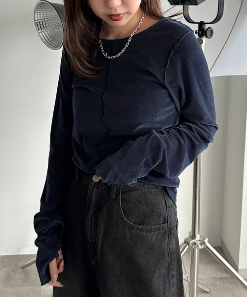 ヘヨン hyeon ベロアシアートップス　　ブラック ベロアタッチシアートップス(ブラック) - seventen