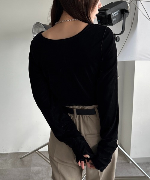 apres jour mignon（アプレジュールミニョン）の「シアーベロアトップス【ZOZOTOWN限定アイテム】（Tシャツ/カットソー・レディース・グリーン/ネイビー/ブラック/アイボリー・X-LARGE/フリー）」の11枚目の写真