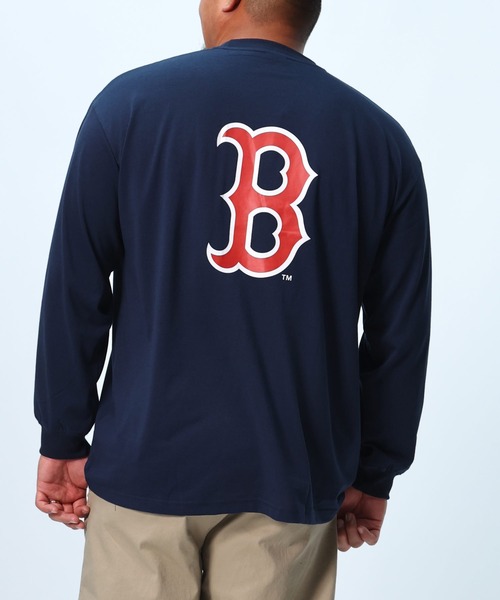 MLB(メジャーリーグベースボール)の「チームロゴ バックプリント ロンT(Tシャツ/カットソー・メンズ・ブルー/グレー/グリーン/ネイビー・6L/5L/4L/3L)」の4枚目の写真
