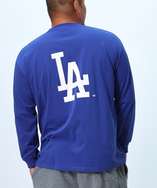 MLB(メジャーリーグベースボール)の「チームロゴ バックプリント ロンT(Tシャツ/カットソー・メンズ・ブルー/グレー/グリーン/ネイビー・6L/5L/4L/3L)」の1枚目の写真